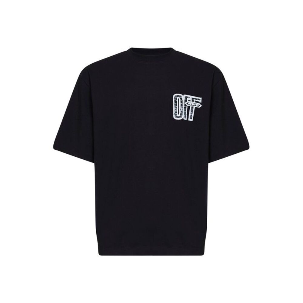 Off White Men Black Cotton Jersey Motion Arrow Skate T-Shirt